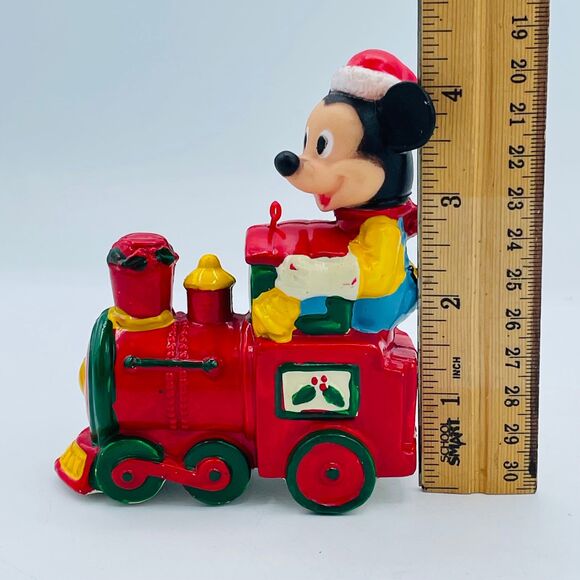 Vintage Hand Painted Mickey Mouse Conductor Riding Plastic Train Christmas - Picture 4 of 7